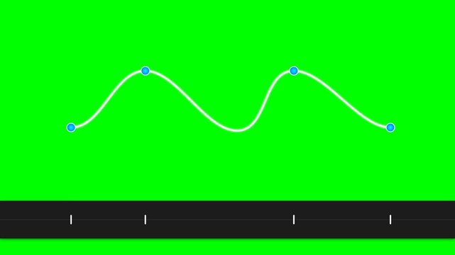 Professional Motion Graphic Interface Animation of White Waveform Curve with Control Points on Green Screen