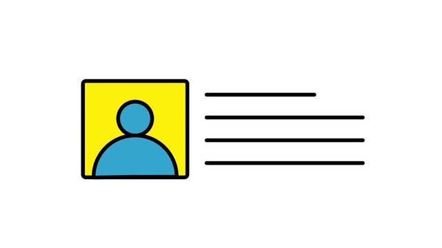Flat design motion graphic of user profile and resume.