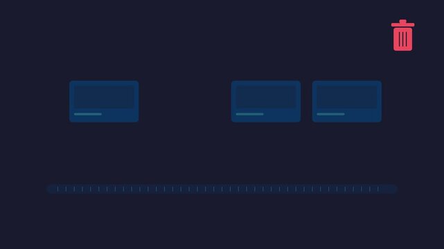 Flat Animation of Deleting Digital Data File from User Interface Dashboard with Trash Can Icon