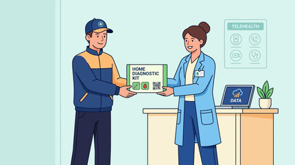 Obraz premium Delivery of home diagnostic kit to medical professional