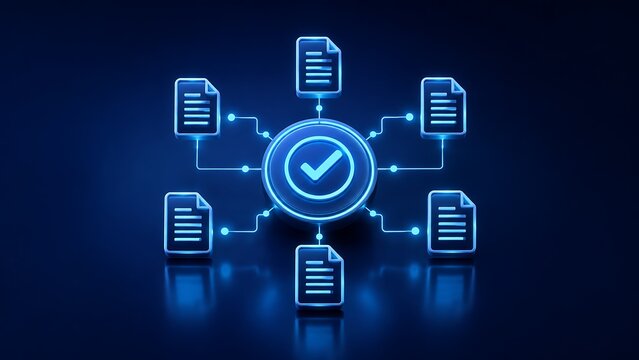 Digital Document Management System With Secure File Sharing Network And Verification Icon