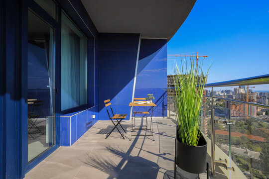 Apartment balcony terrace city view