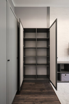 Open wardrobe apartment cabinet interior