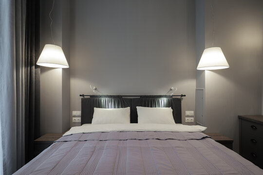 Apartment bedroom interior bed lamps
