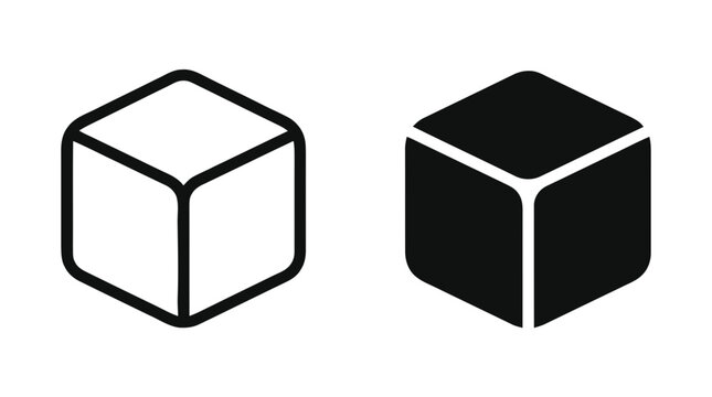 Vector illustration of cube icon set on a transparent background