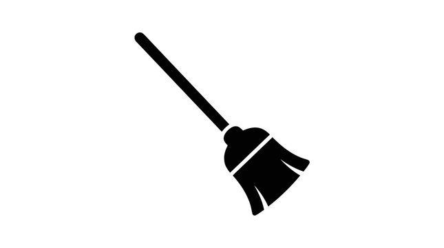 Vector illustration of black broom icon on a transparent background