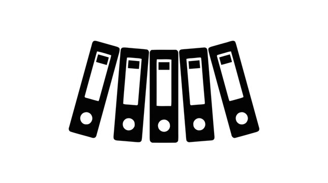 Vector illustration of icon of a row of office ring binders on a transparent background