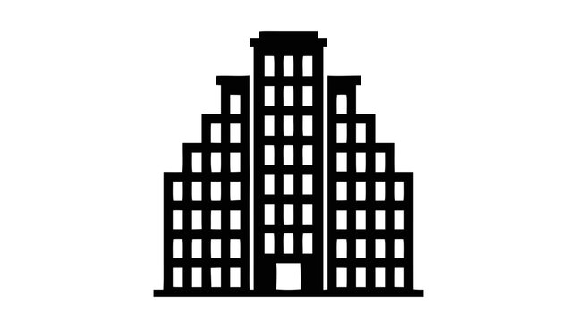 Vector illustration of modern office building silhouette icon on a transparent background