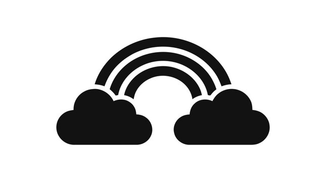 Vector illustration of rainbow with clouds icon on a transparent background