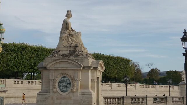 Stone statue representing Lyon in Place de la Concorde, Paris with a clear sky