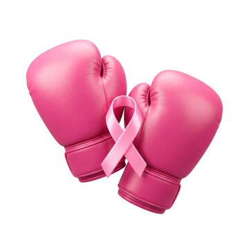 Luvas de boxe rosas com la&ccedil;o contra o c&acirc;ncer de mama para outubro rosa