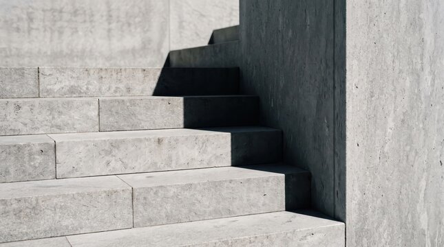 Modern concrete stairs with black metal handrail