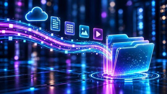 Digital data transfer to cloud storage and folders