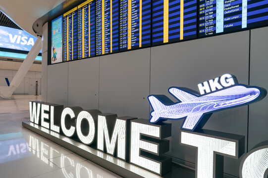 Airplane sign at Hong Kong airport Terminal 2