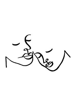 MINIMALIST ABSTRACT WOMAN LINE ART &ndash; ELEGANT FEMALE FACE AND FLOWING LIPS