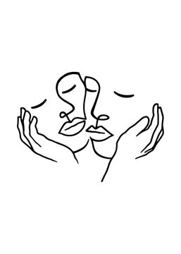 MINIMALIST ABSTRACT WOMAN LINE ART &ndash; ELEGANT FEMALE FACE AND FLOWING LIPS