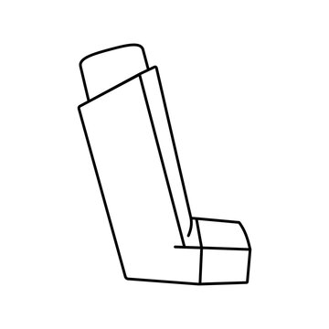 An asthma puffer or asthma inhaler side on icon outline vector