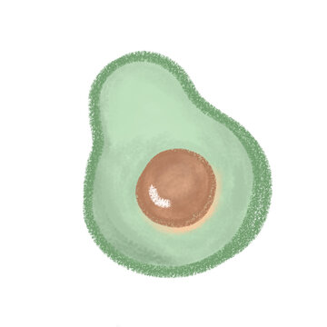 Watercolor avocado illustration with seed