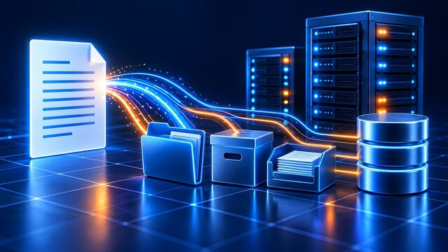 Data transfer from document to server digital information flow
