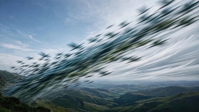 Dynamic Time-Lapse View of Rolling Mountain Landscape