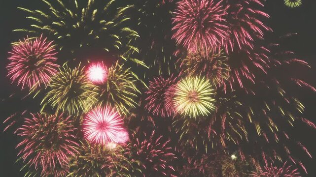 光の尾を引きながら流れる花火の軌跡