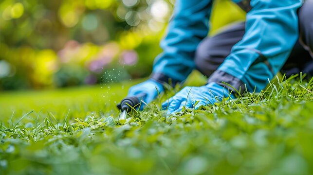 Expert pest control application on lush green lawn for optimal pest management results