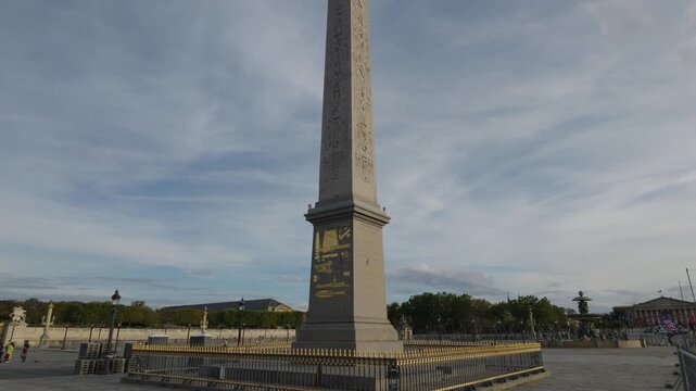 Luxor Obelisk rising into the sky at Place de la Concorde, a historical landmark in Paris
