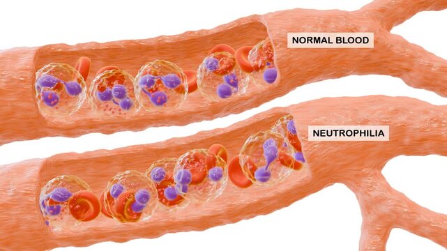 3D Animation of Neutrophilia. Suitable for presentation or college student learning.