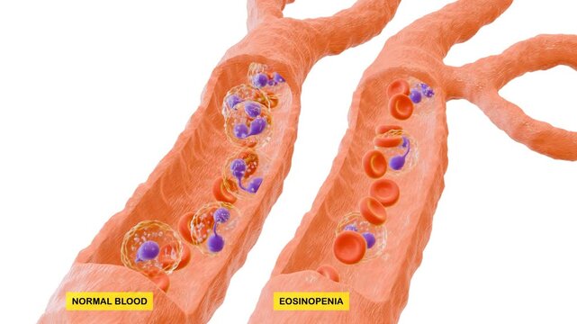 3D Animation of Eosinopenia. Suitable for presentation or college student learning.
