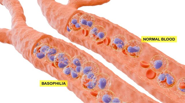 3D Animation of Basophilia. Suitable for presentation or college student learning.