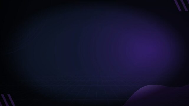 A dark, abstract gradient composition featuring a subtle grid floor in perspective and soft, smooth purple waves rising from the lower right corner.