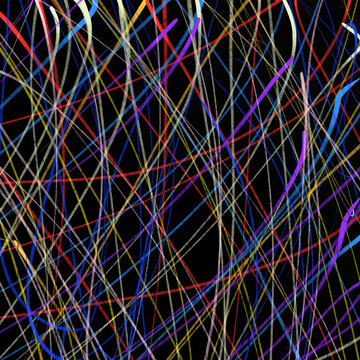 Abstract colorful intersecting lines texture on a black background