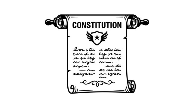 Vintage Hand Drawn Constitution Scroll Illustration.