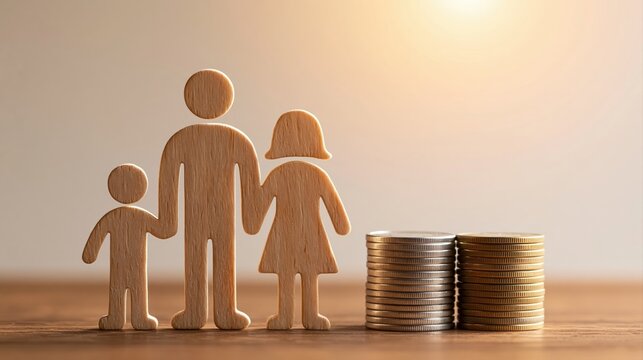 Family financial planning with money savings for future investment and budget