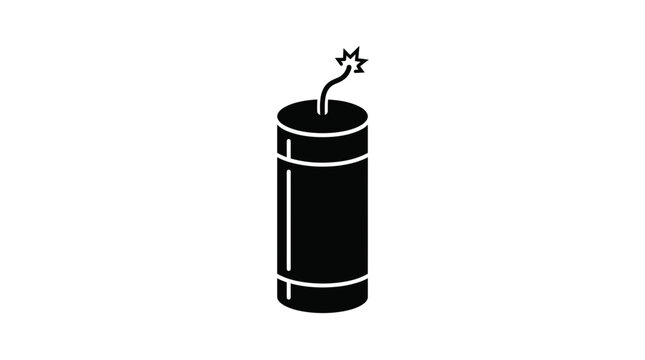 Black silhouette icon of a dynamite stick with lit fuse.