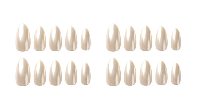 set 15 beige chrome nails, almond tips collection, luxurious nail art, neutral tone manicure, glossy chrome false nail, nude nail press on, pearl beauty product