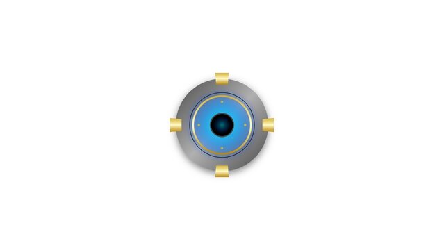 Futuristic circular camera lens graphic element isolated on white background