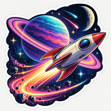 rocket with planet