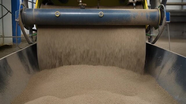 Fertiliser spreader disc falling in a continuous stream