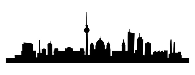 Obraz premium Berlin city skyline silhouette illustration on a white backdrop symbolizing growth and modern urban development