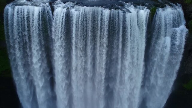 Waterfall curtain falling in a continuous stream