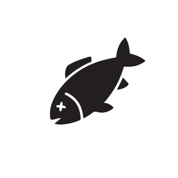 Dead Fish Icon Simple Minimal Black and White Vector