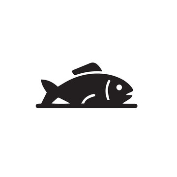 Dead Fish Icon Simple Minimal Black and White Vector