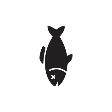 Dead Fish Icon Simple Minimal Black and White Vector
