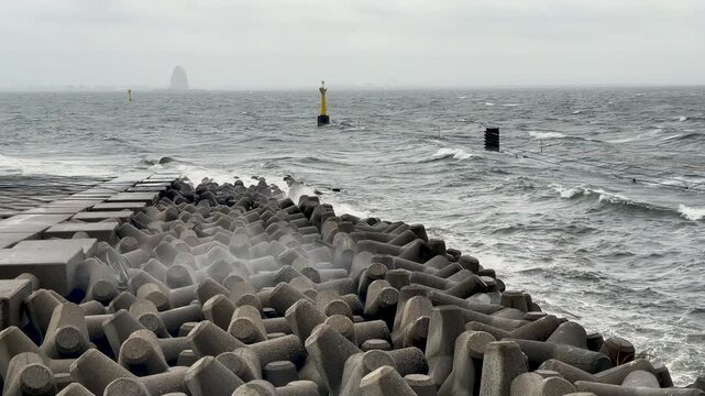 Strong Wind And Waves Hit Tokyo Bay As Typhoon Approaches Japan