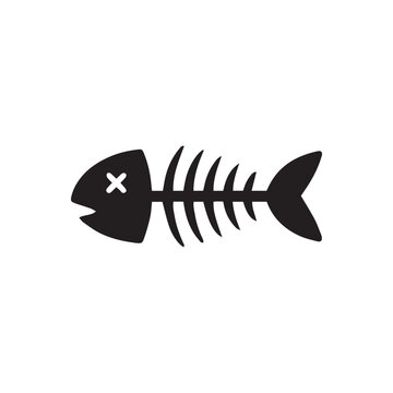 Dead Fish Icon Simple Minimal Black and White Vector