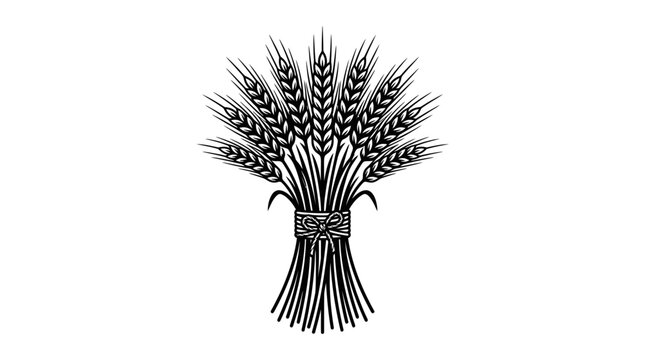 Vintage style hand drawn wheat sheaf illustration.