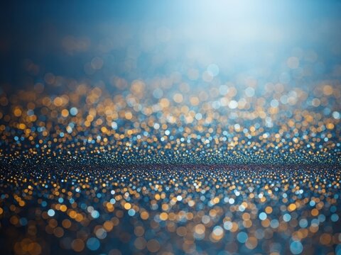 Abstract blue and gold glitter bokeh background