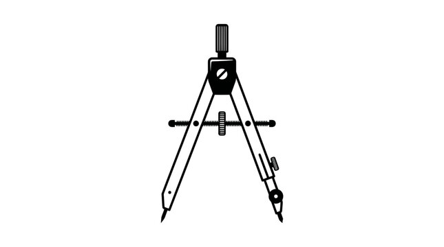 Drawing compass tool icon isolated on white background for drafting and geometry.
