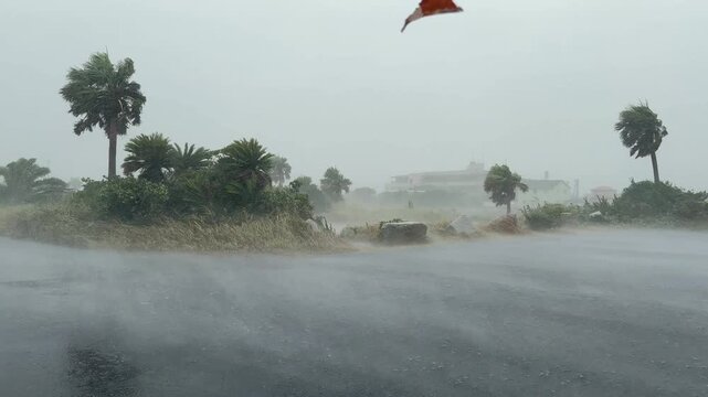 Coastal Area Battered By Strong Winds And Heavy Rain During Hurricane